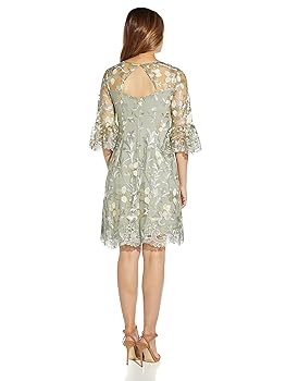【海外限定】AdriannaPapell ドレス☆Green Bell Sleeve Tie Fro Women's Adrianna Papell Bell Sleeve Tie Front Dress | Zappos.com